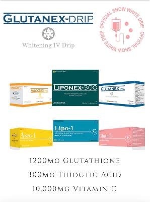 Glutanex Snow white drip set Glutathione reduced 1200 mg + 300mh Alpha lipoic acid + 10g Asconex vitamin c natural